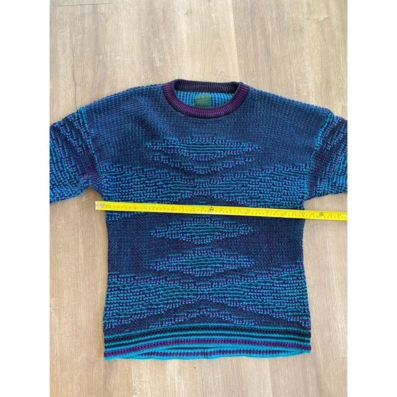 Vintage 90s Generra Knit Cotton Blend Grandpa Sweater L XL Retro Cozy Cabin Core - Picture 2 of 9